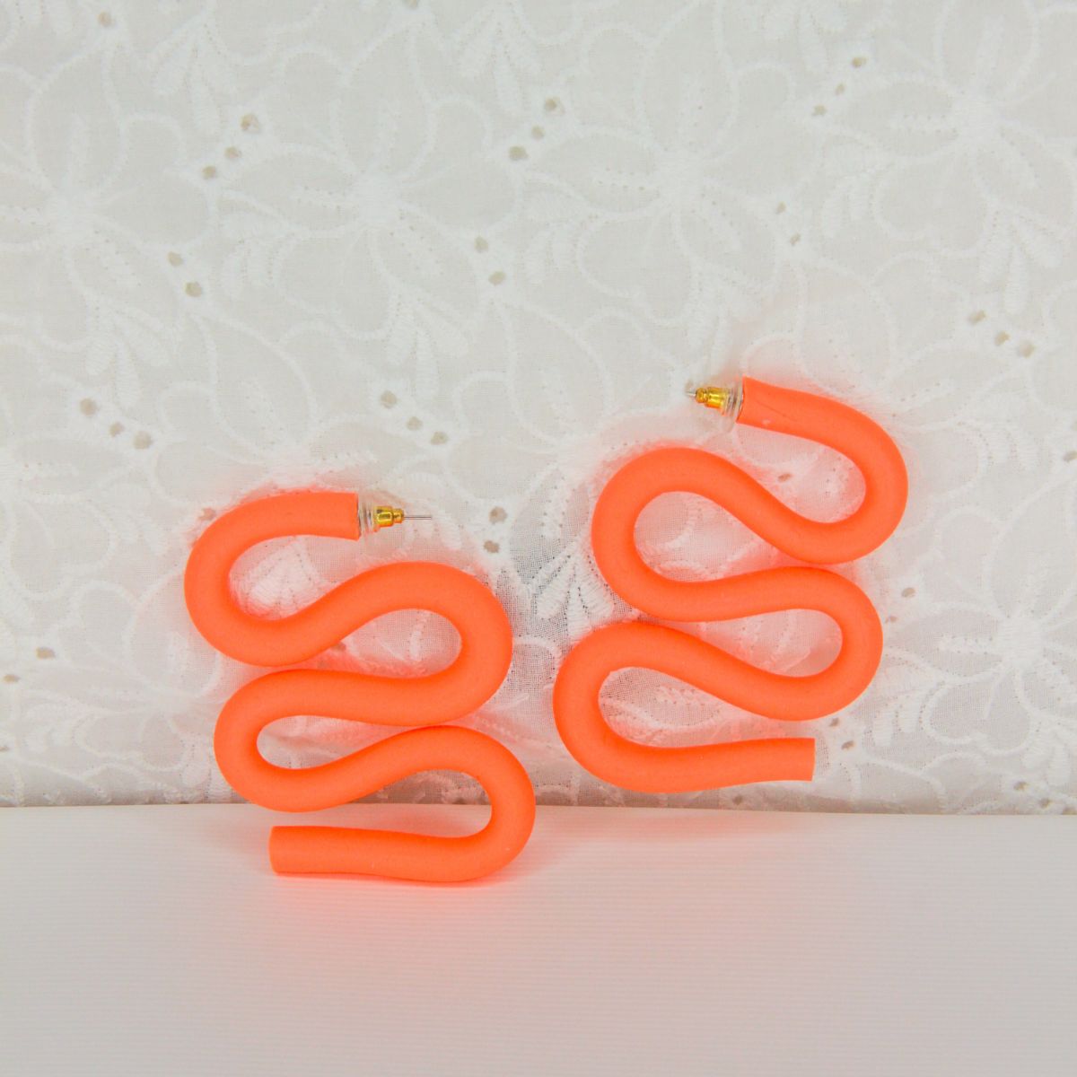 Neon Orange Squiggles